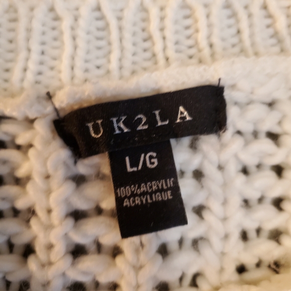 UK2LA | Cream Knit Synched Sleeves Crew Neck Drop Shoulder Sweater (Size L) - Picture 8 of 9